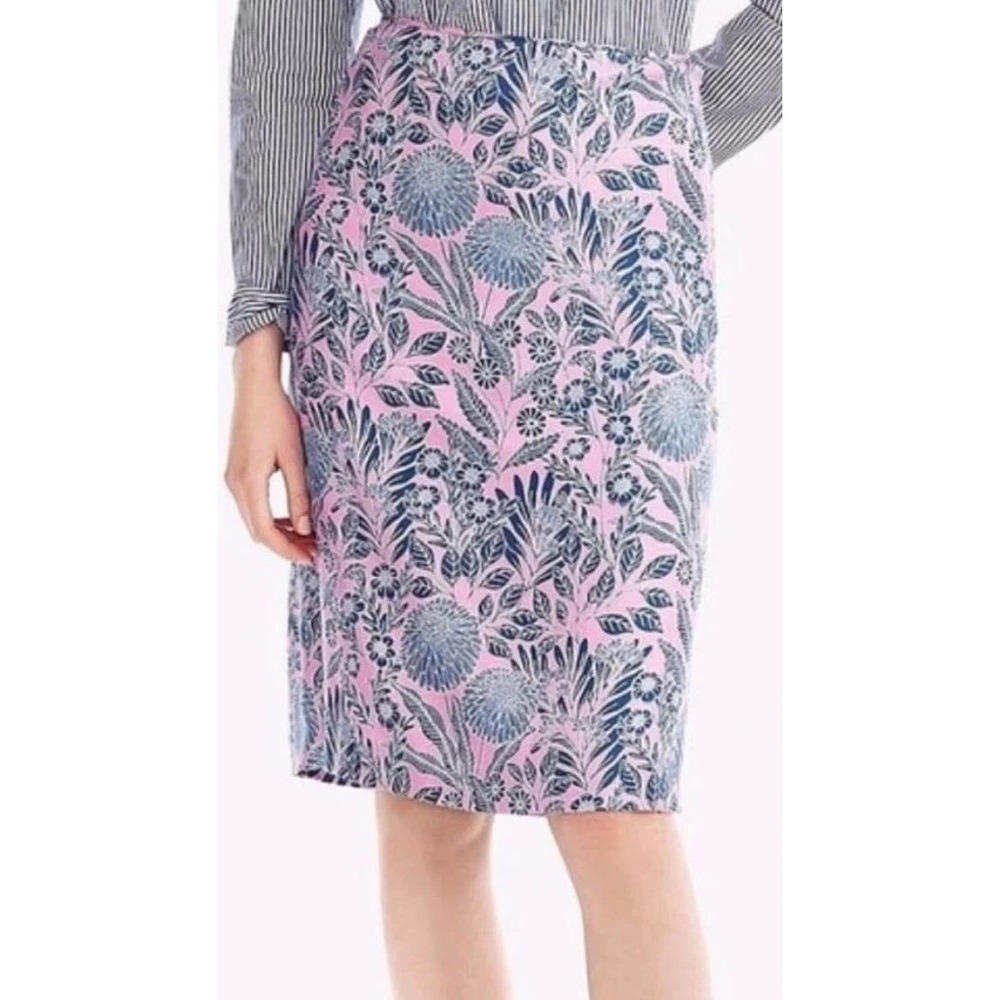 J.Crew x Abigail Borg Floral Silk Slip Skirt Lined Pink Blue Size 6 Spring Light